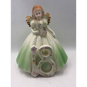 Josef Originals Birthday Girl 18th Birthday Angel Figurine Green Gold 651651